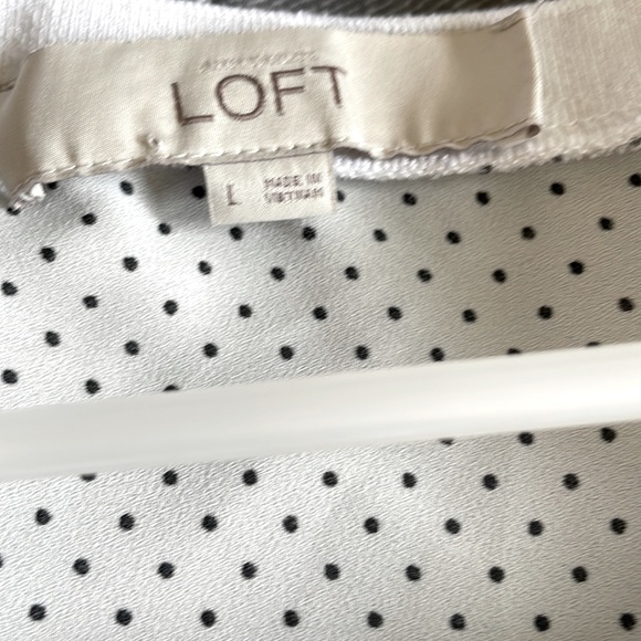 Loft Relaxed Fit White Polka Dots Tops Size Large - Picture 8 of 9